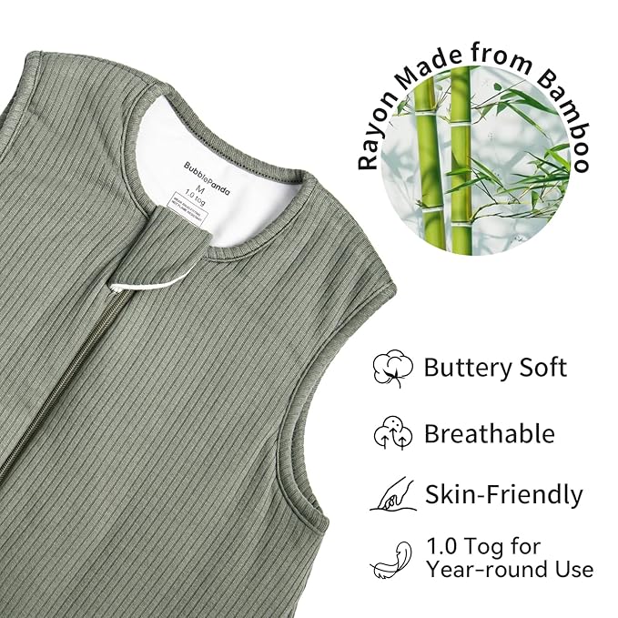 Rayon Made from Bamboo Toddler Sleep Sack with Feet 24-36 Months 1.0 Tog Breathable Sleep Sack 2t-3t Ultra Soft Baby Wearable Blanket with Legs Unisex Sleeping Bag with 2-Way Zipper