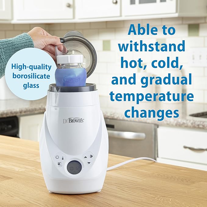 Dr. Brown's Natural Flow Anti-Colic Options+ Wide-Neck Glass Baby Bottle 5 oz/150 mL, with Level 1 Slow Flow Nipple, 1 Pack, 0m+