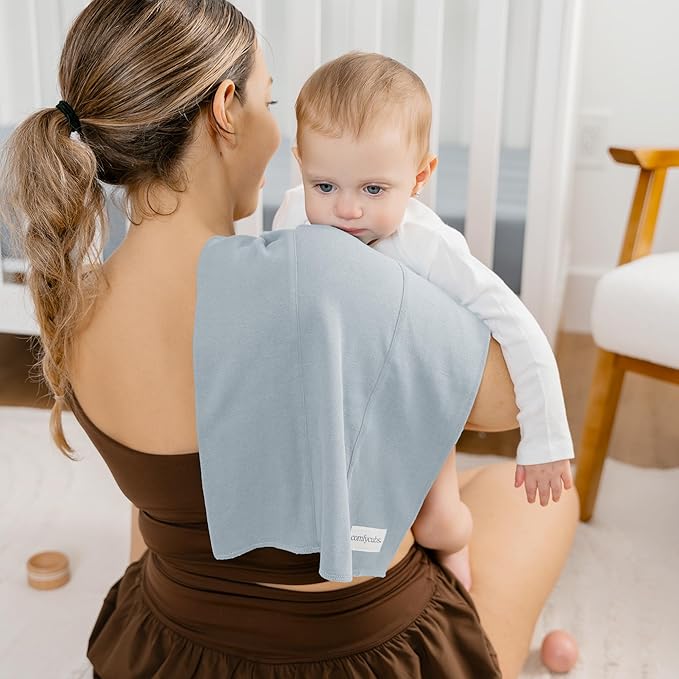 Comfy Cubs Baby Burp Cloths Set (Pack of 10) - Large, 6-Layer, Ultra Absorbent 100% Cotton for Infant Spit-Up, Drool, and Messes - Soft, Gentle, Thoughtful New Born Baby Gifts, Pacific Blue