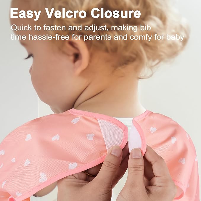 Long Sleeve Baby Bib For Eating Feeding Mess Proof Waterproof Food Smock Bibs With Pocket For Newborn Boy Girl