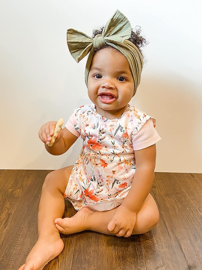 BapronBaby Peachy Dreams Bapron - No Neck Tie Safer Bib for Baby & Toddler - Soft Waterproof Stain Resistant - Machine Washable - Sz Preschool 3-5yrs