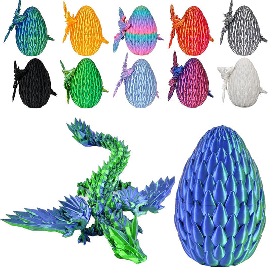 12inch Fly Dragon Egg, Year of The Dragon, 3D Printed Dragon, Executive Desk Toys, Articulated Dragon, Fidget Toys Gifts for Graduates Students Teachers Adults (Green&Blue)