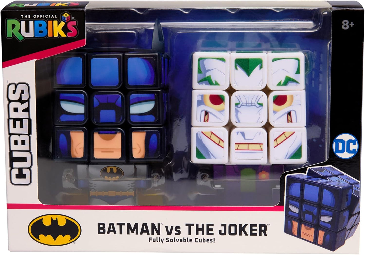 Rubik’s Cube Batman and Joker Cubers 2-Pack, Problem-Solving Challenging Brain Teaser Collectible Batman Fidget Toy, for Adults & Kids Ages 8+