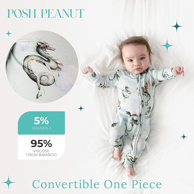 Posh Peanut Convertible Baby Sleepers - Girls Footless Baby Pajamas with 2 Way Zipper for Easy Diaper Changes
