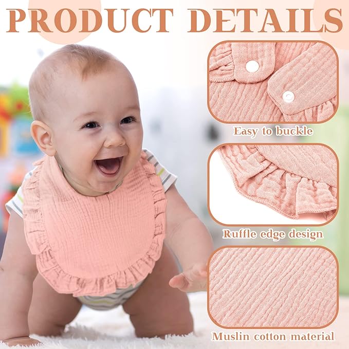 Geyoga 12 Pack Muslin Baby Bibs Adjustable Bandana Drool Bib for Unisex Cotton for Infants Boys Girls Teething