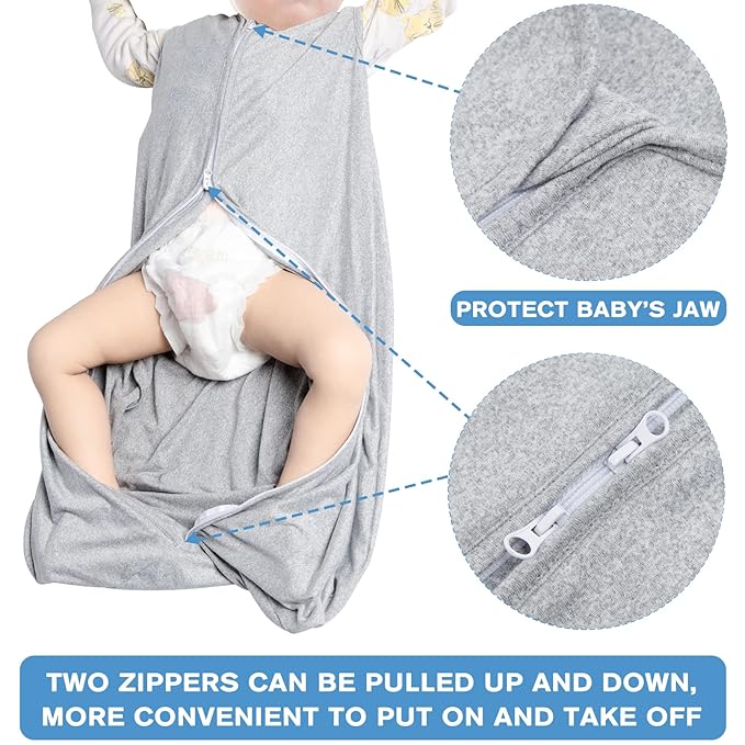 3 Pack Baby Sleep Sack 0-6 Months 100% Rayon Cotton Baby Sleeping Bag 2-Way Zipper Toddler Wearable Blankets,Comfy Stretchy Thin Sleep Sacks.TOG 0.3(Small)