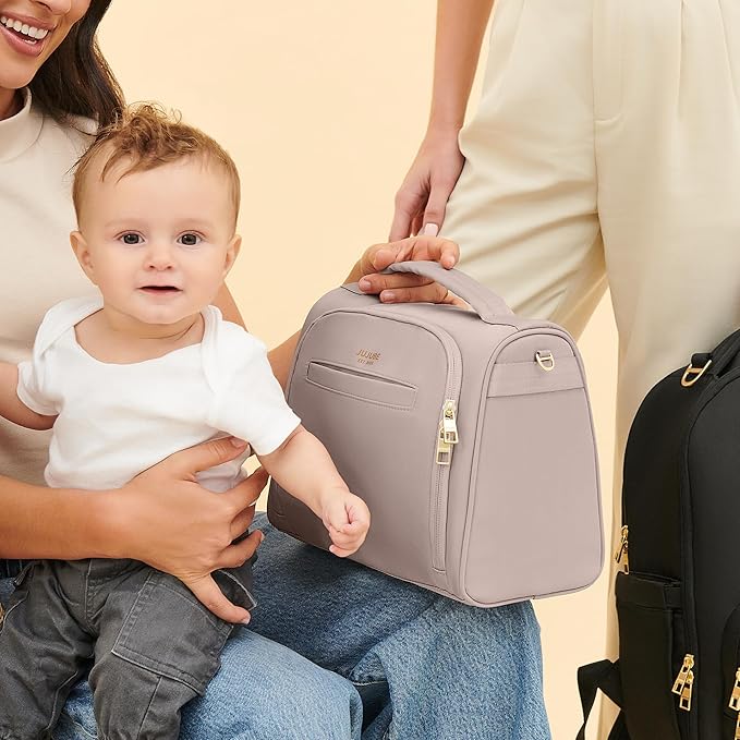 JuJuBe New Insulated Bottle Bag, Breastmilk Storage Bag for Baby Bottles, Insulated Waterproof Lunch Bag or Cooler Bag for Nursing, Milk, Food, Baby Formula, Snacks, Daycare, Taupe, Mother's Day Gift
