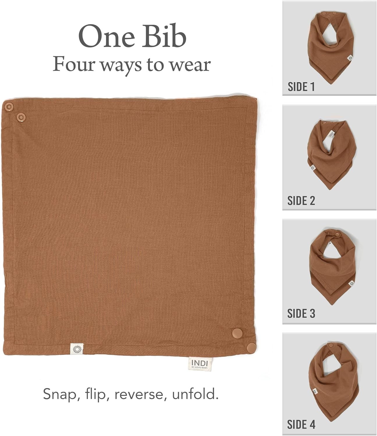 Kishu Baby Indi Organic Baby Bandana Bibs – Fairtrade 4-Way Reversible Drool Bibs for Boys & Girls – Unisex (Set of 5)