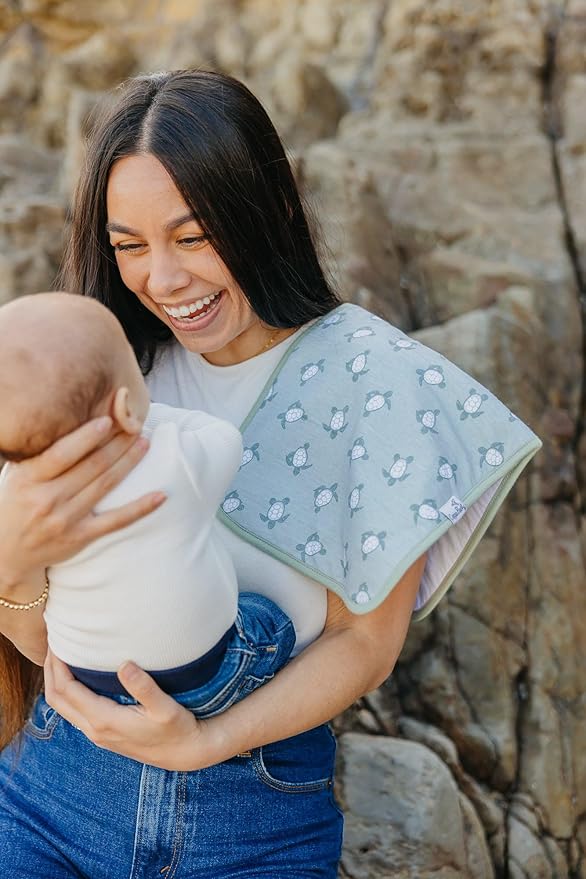 Copper Pearl Premium Baby Burp Cloths - 3-Pack Large Cotton Burp Cloths, Extra Soft Spit Up Rags with 3 Absorbent Layers, Perfect for Baby Boy and Baby Girl Gifts (21" x 10" Size, Cove Set)