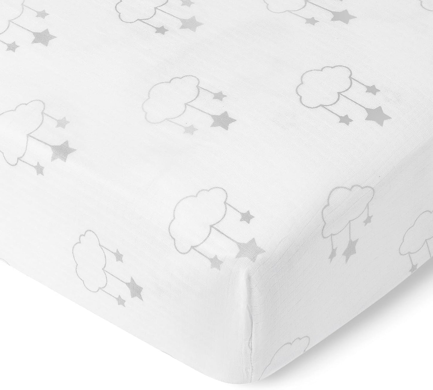 Newton Baby Mini Crib Fitted Sheets (2-Pack) | Organic Muslin Cotton, Breathable & Soft Baby Sheets, Washable Baby Mattress Sheets, Fits Any Mini Sized Crib 24" x 38", Wishing on a Star Print + White