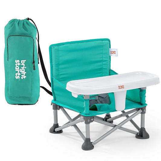Bright Starts Pop 'N Sit Portable Booster, Indoor/Outdoor Use, Floor Seat with Feeding Tray, Teal, 6 Mos - 3 Yrs