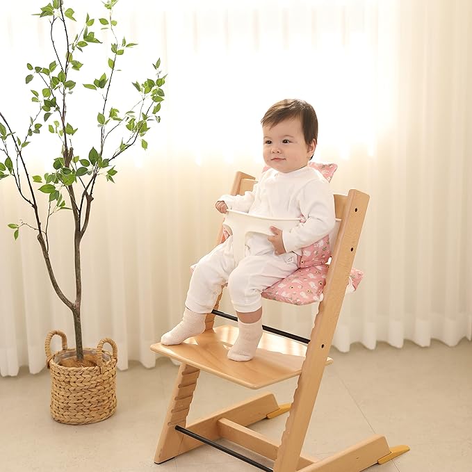 Waterproof & Compatible Stokke Tripp Trapp Cushion Set - Easy to Clean Stokke Tripp Trapp Newborn Set - 100% Cotton Stokke High Chair Cushion Set (Pink Bunny / 49.5 Counts)