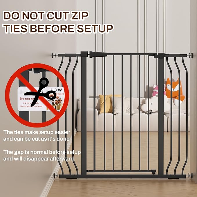 ELEVON Baby Gate for Stairs Doorways, Safety Pet Gate with Auto-Close/Hold-Open Features, Fits Openings 29.1” to 43.3”, 36” Tall, Easy Pressure Mounted Walk Through Baby Dog Gate, Graphite