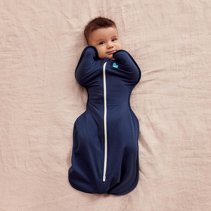 Love to Dream Swaddle UP, Sleep Sack 0-3 Months, Self-Soothing, Improves Sleep, Snug Fit Helps Calm Startle Reflex, Baby Essentials Must Haves Newborn, 1.0 TOG, 8-13 lbs, Navy