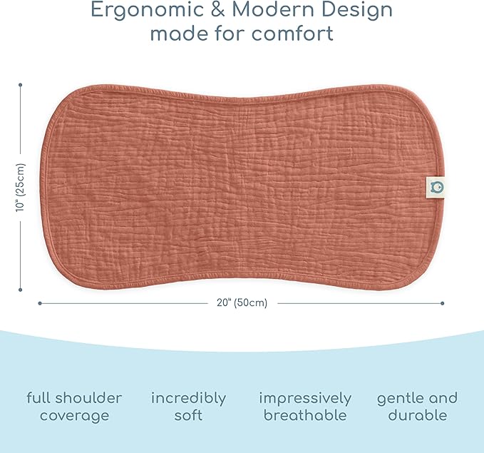 Muslin Burp Cloths Set, 6 Pieces, 100% Organic Cotton Hand Washcloths for Baby Boys and Girls Extra Absorbent and Soft Burping Rags (Cherry - Multi Colored)