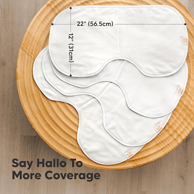 KeaBabies 4-Pack Baby Burp Cloths Baby Girl, Boy - Organic Cotton Burp Cloth, Extra Large, Absorbent, Soft Burping Cloths & Bibs Set for Babies, Newborn Burp Clothes, Thick Burp Rags (Soft White)