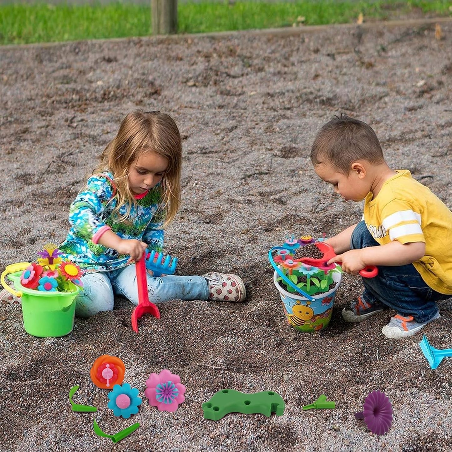 BIRANCO. Flower Garden Building Toys - Build a Bouquet Floral Arrangement Playset for Toddlers and Kids Gifts Age 3, 4, 5, 6 Year Old Girls, Educational STEM Toy (120 PCS)