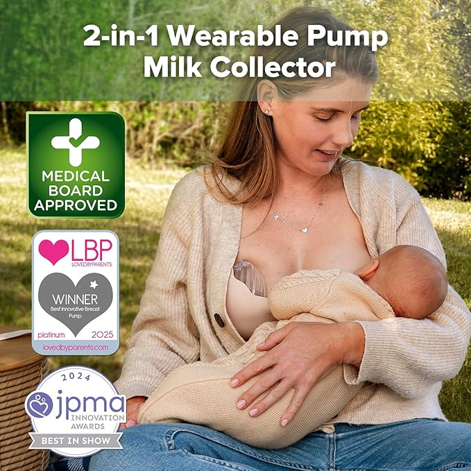 haakaa Shell Breast Pump, Wearable Manual Breast Pump - Hands Free, Passive Silicone Breastmilk Collection for Nursing Mom, Breastfeeding Leak Catcher, 75ml-1 pc