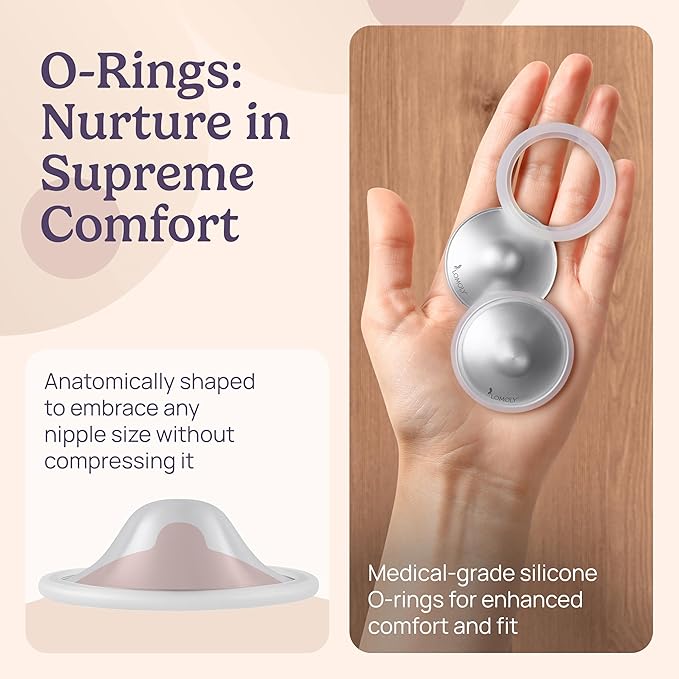 Silver Nipple Covers Breastfeeding: Pure 999 Silver Nipple Shield | Silver Nursing Cups w/Breast Shields, Hands-Free Breast Pump (Silver and Transparent Silicone, L - 1.8x0.6)