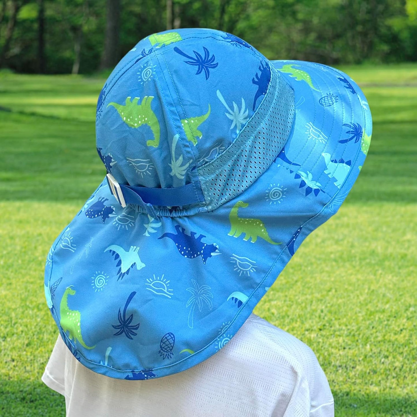 CHUNG Baby Sun Protection Hat Summer Toddler Adjustable UPF 50+ Wide Brim Neck Flap Beach Caps Boys Girls 1-12 Years Kids