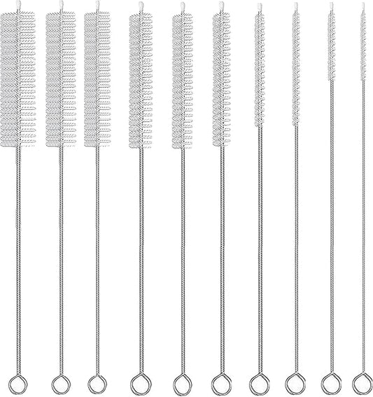 Straw Brush Cleaner, Straw Brush Set 10 Pack, Straw Clean Brush for Tumbler, Sippy Cup, Water Bottle and Hummingbird Feeders.(White)