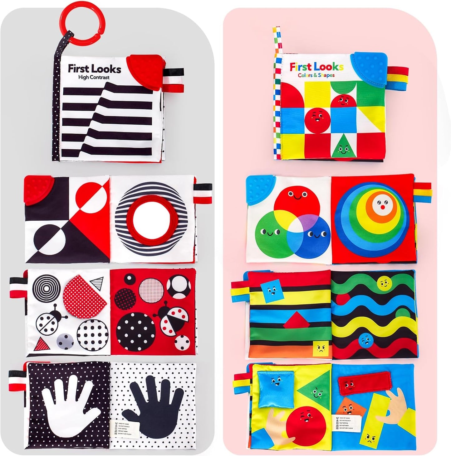 hahaland Baby Books 0-6 Months - 2PCS Infant Toys 0-6m Tummy Time Babies Toy Newborn Toys High Contrast Visual Development Sensory Book Baby Girl Boy Shower Gift