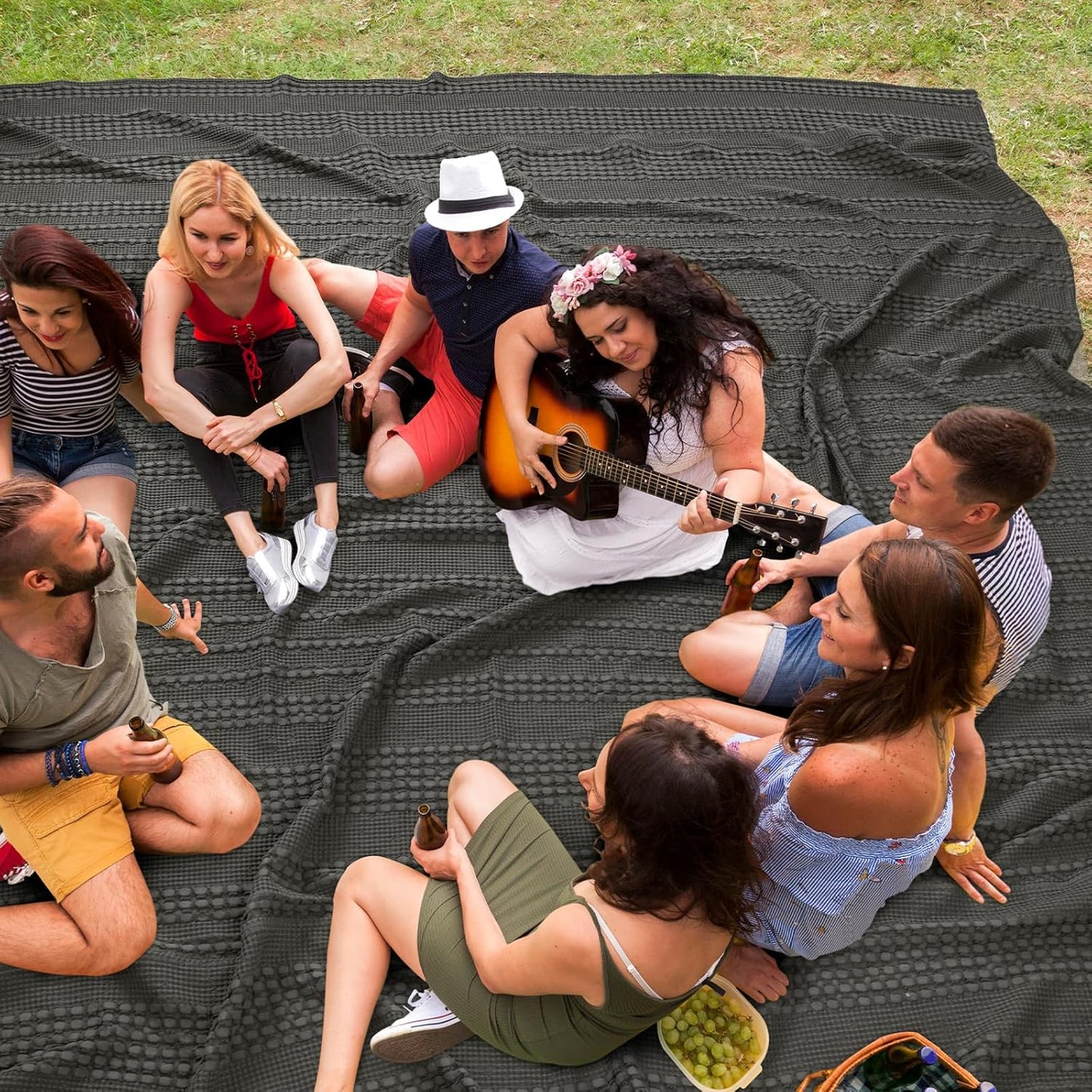 PHF 100% Cotton Waffle Blanket Oversized King 120"x120", Lightweight Breathable Extra Large 10'x10' Summer Blankets for Bed, Giant Big Luxury Aesthetic Woven Bedding for Home Decor, Charcoal Grey