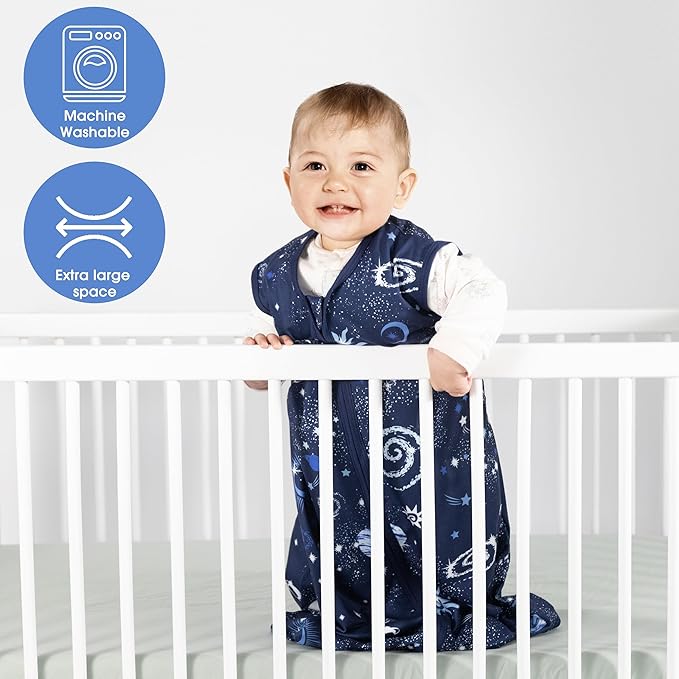Baby Sleep Sack 0-6 Months Baby Wearable Blanket 100% Rayon Cotton 2-Way Zipper Toddler Sleeping Sack，Comfy Soft Lightweight TOG 0.3（Galaxies）