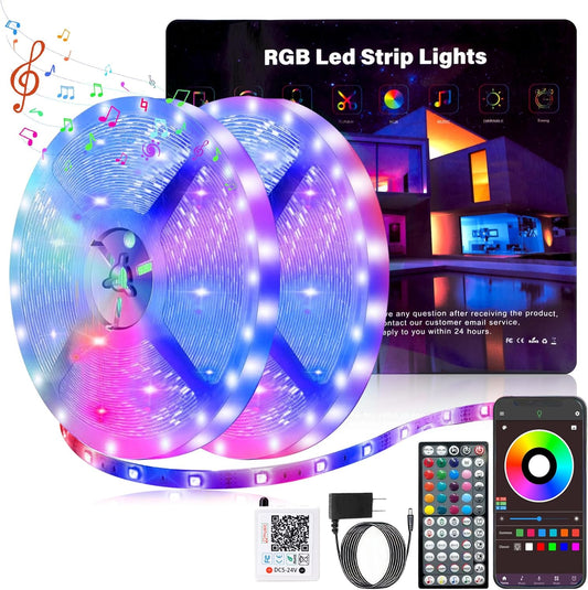 132 ft LED Lights for Bedroom Music Sync RGB LED Strip Lights with APP & Remote Control LED Lights for Room Home Party Christmas Wall Decor (2 Rolls of 66ft)