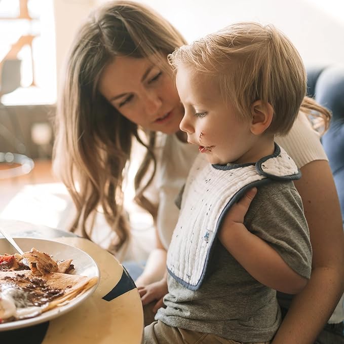 Little Unicorn Premium Classic Bib 3 pack | Adjustable as baby grows | Soft fabric on skin | Great for first time eaters (Planetary 2)