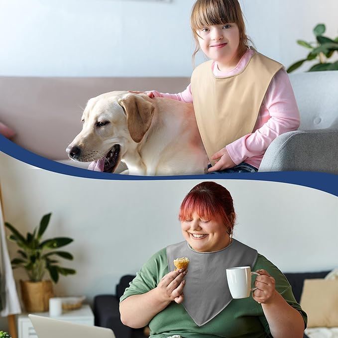 Adult Absorbent Drool Bandana Bibs, Large Soft Bibs Set for Special Needs,Teens,Big Kid 13+ Years Boy Girl Men Women,3 Pack