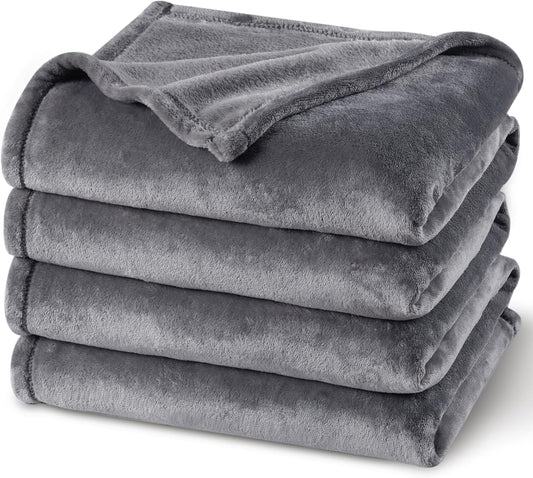 PHF Ultra Soft Fleece Blanket Twin Size, No Shed No Pilling Luxury Plush Cozy 300GSM Lightweight Twin XL Blanket for Bed, Couch, Chair, Sofa Suitable for All Season, 76" x 90", Grey