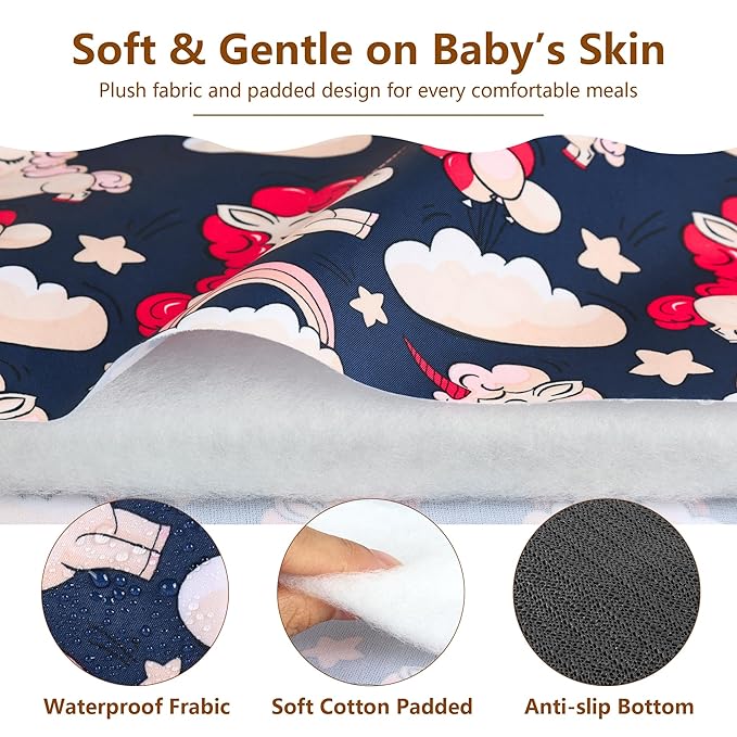 High Chair Cover for Baby Restaurant: Sprouterie Baby High Chair Covers for Restaurant Highchair with Safety Harness Stain and Slip Resistant Waterproof Portable for Outdoor Indoor Eating Unicorn