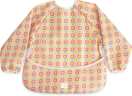 mushie Long Sleeve Baby Bib | Water Resistant Adjustable Fit for Ages 6-24 Months