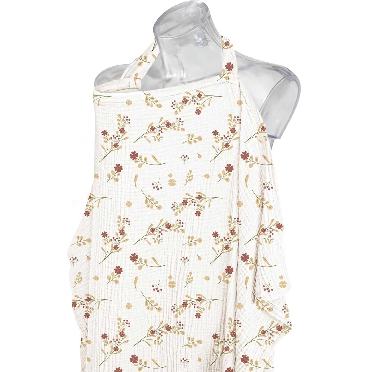 Konssy Muslin Nursing Cover for Baby Breastfeeding, Breathable 100% Cotton Breastfeeding Cover with Rigid Hoop for Mother Nursing Apron, Multi-use Carseat Canopy (Posy)