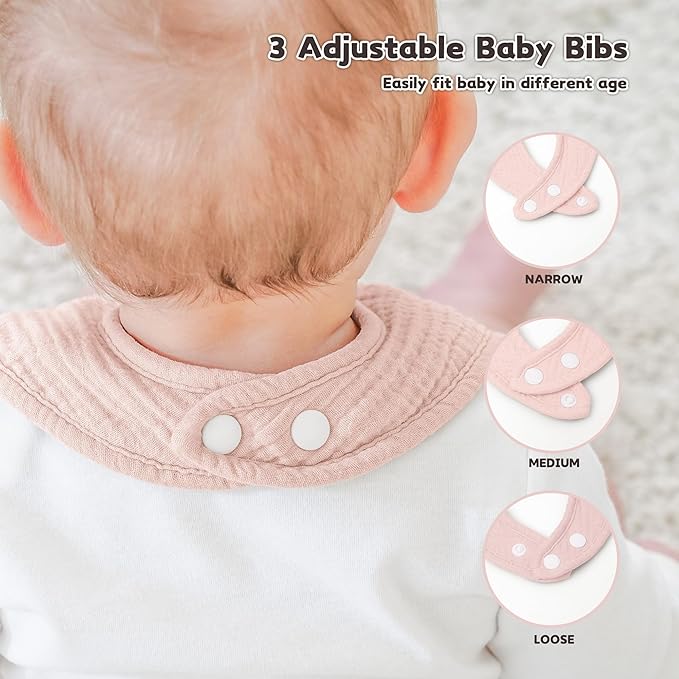 Susurration Muslin Baby Drool Bibs 6Pack Soft Square Adjustable Baby Bandana Bibs for Unisex Girls & Boys