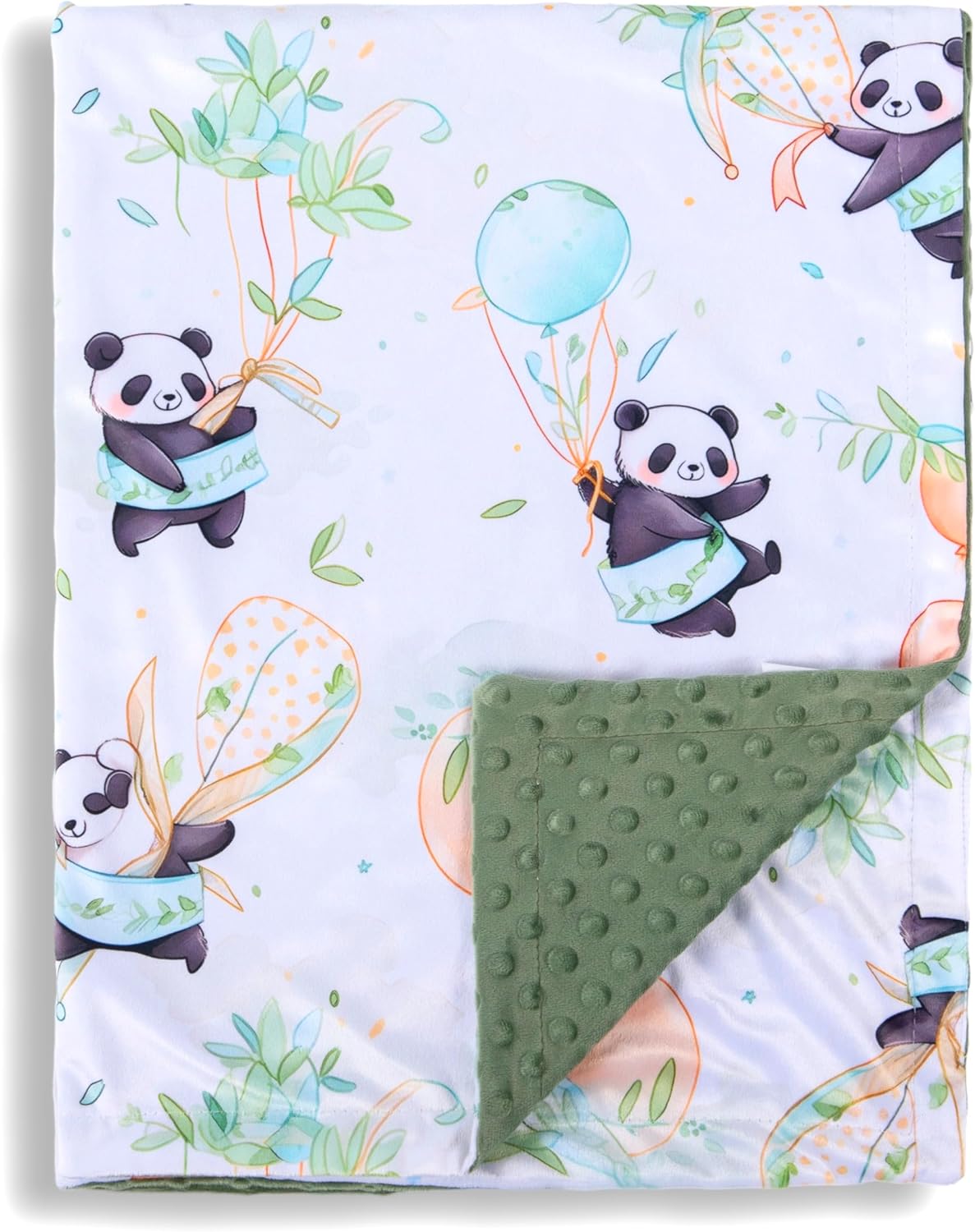 Baby Blanket for Boys Girls Soft Minky with Double Layer Dotted Backing, Cartoon Printed 30 x 40 Inch Toddler Blanket (Panda)