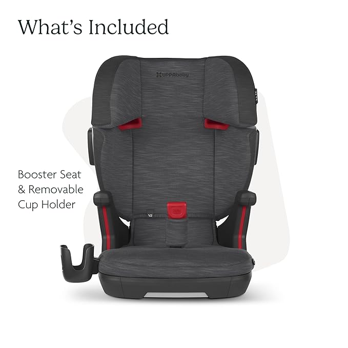 UPPAbaby Alta V2 High Back Booster Seat/Seven-Position, Active Support Headrest for Growing Children/SecureFit Integrated Belt Guide + Positioner/Cup Holder Included/Greyson (Grey Mélange)