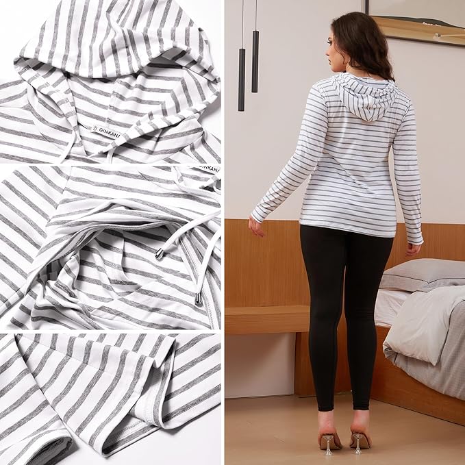 GINKANA Women's Nursing Hoodie Sweatshirt Long Sleeves Breastfeeding Maternity Tops Casual Clothes