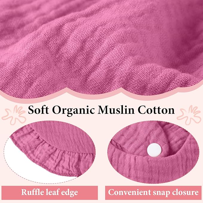 Kenning 18 Pcs Muslin Drool Baby Bibs Baby Girl Ruffle Bibs Absorbent Cotton with Snap Button for Boys Girls