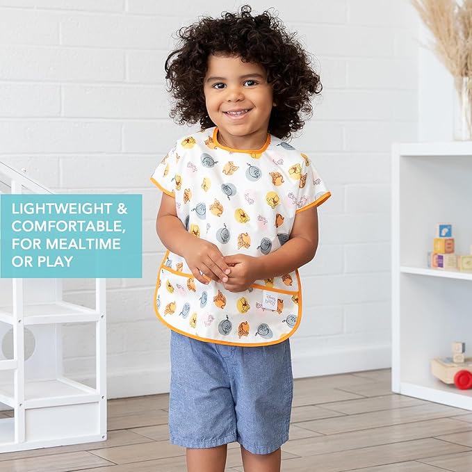 Bumkins Bibs - Toddler Bibs, Waterproof, Large for 1-3 Years, Short Sleeve