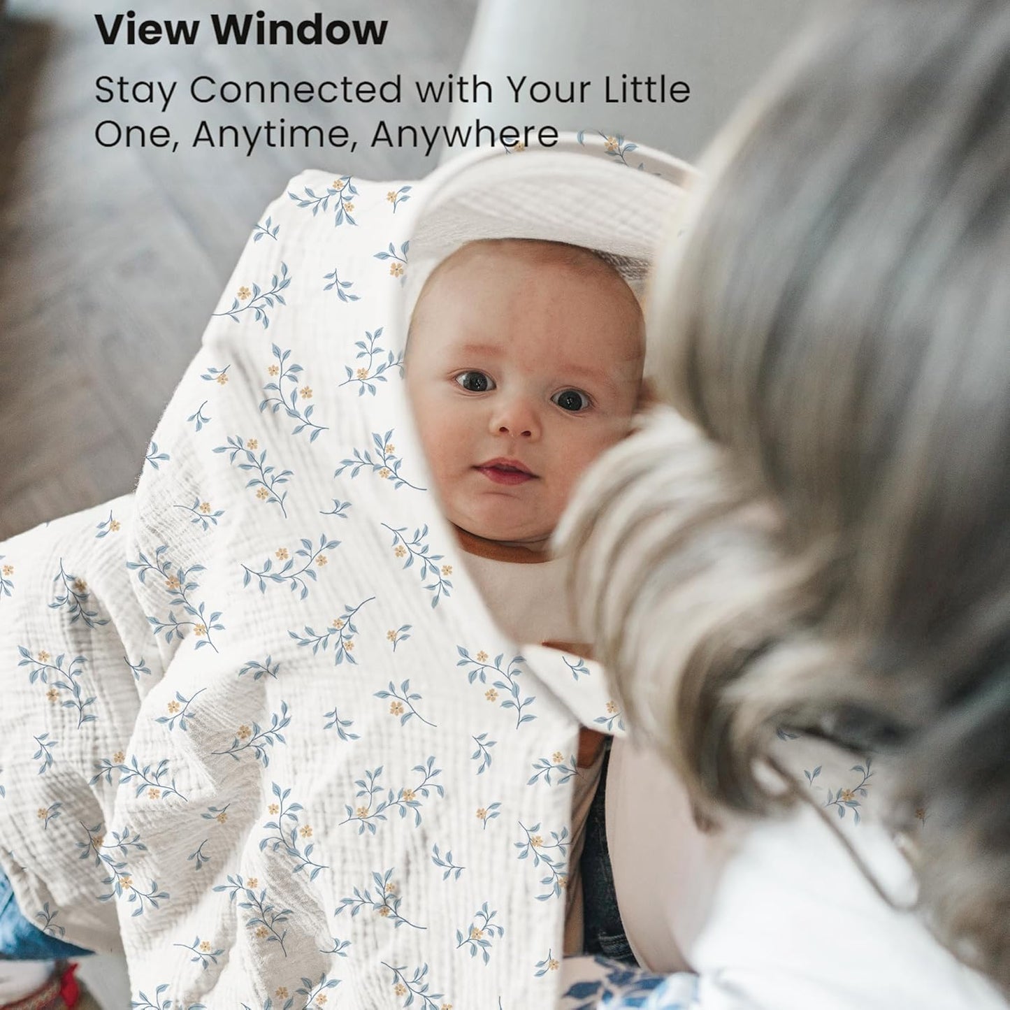 Konssy 2-Pack Muslin Nursing Cover Up for Breastfeeding Moms with Rigid Hoop, 100% Cotton, Lightweight & Breathable Breastfeeding Cover, Adjustable & Comfort