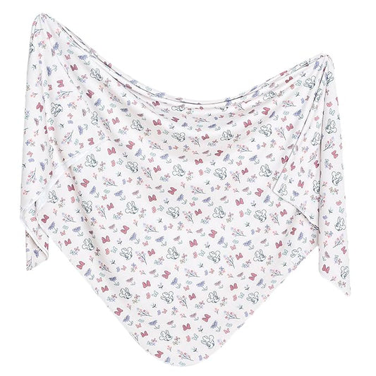 Copper Pearl Large Premium Knit Baby Swaddle Receiving Blanket Minnie Mouse's Bowquet