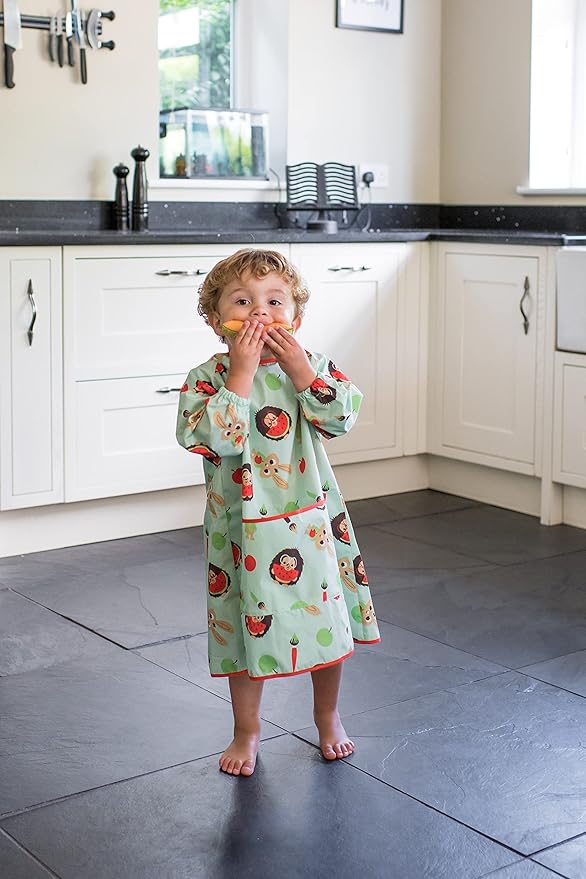 Tidy Tot - Long Baby Bib - Mess Proof Long Sleeve Feeding Smock with Large Food Catcher Pocket - Waterproof Bib