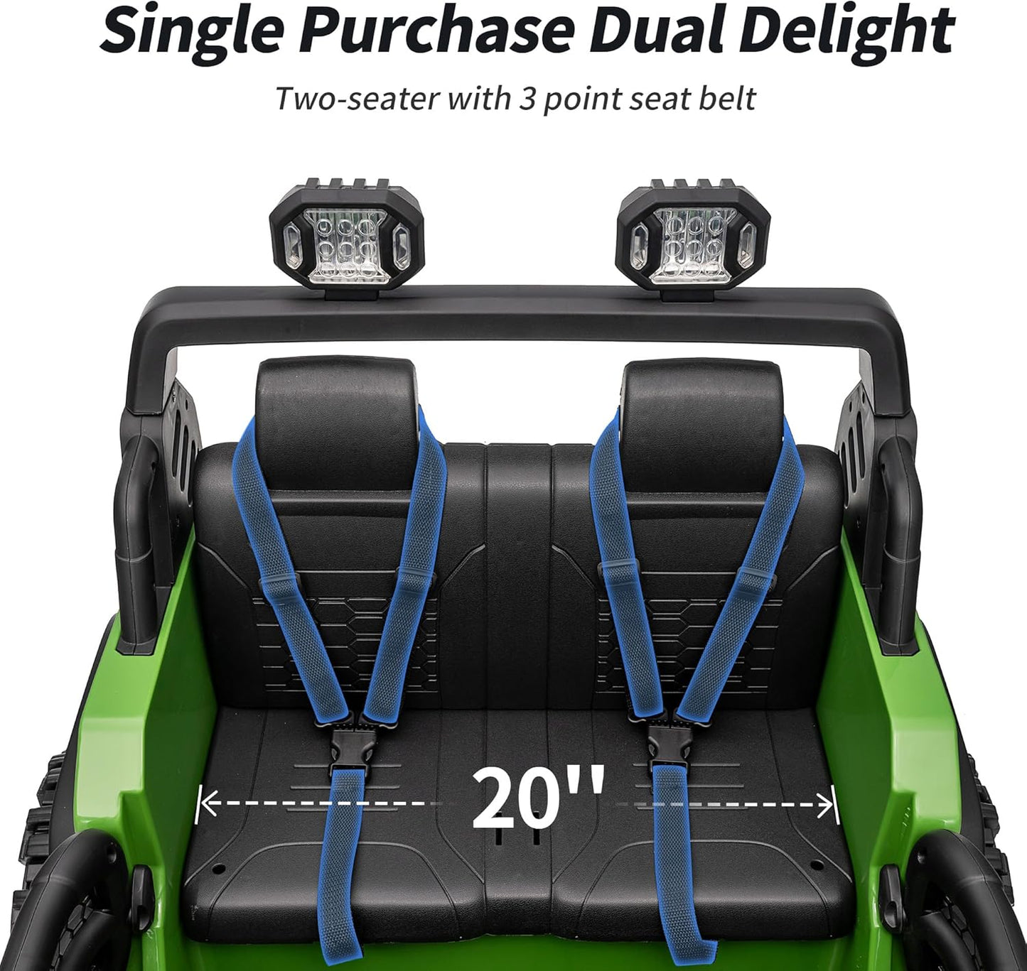 2 Seater Ride on Car Truck, 12V Kids Electric Ride on Toy for Big Kids Age 3-8 w/Remote Control- Army Green