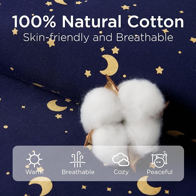 Duomiaomiao 3.5 TOG Toddler Sleep Sack 2-3T 100% Cotton Winter Side Open Zipper Baby Sleep Sack with Feet, Warm Toddler Wearable Blanket