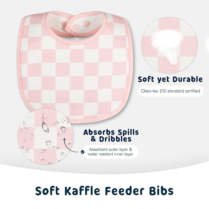 Tiny Twinkle 8 Pack Baby Bibs for Drooling and Teething – Waterproof & Absorbent Bibs for Baby Girl & Boy, Machine Washable Infant Bib Set for Newborns and Toddlers (Girl Print 8-Pack)