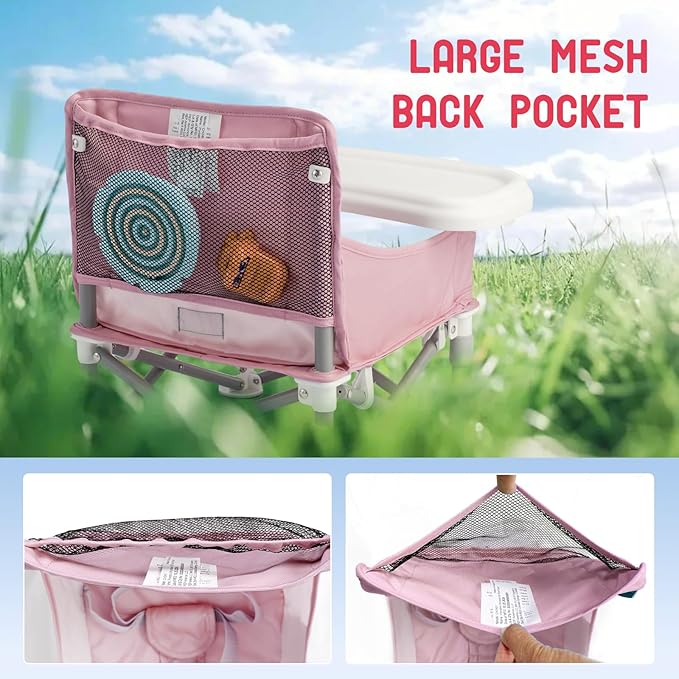 Tiny Marvels Portable 3-in-1 Baby Booster Seat – Cozy Floor Seat, Feeding Seat with Tray, Toddler Booster – Compact, Foldable, Safe with Child Safety Belt Carry Bag – Perfect for Travel & Family Time