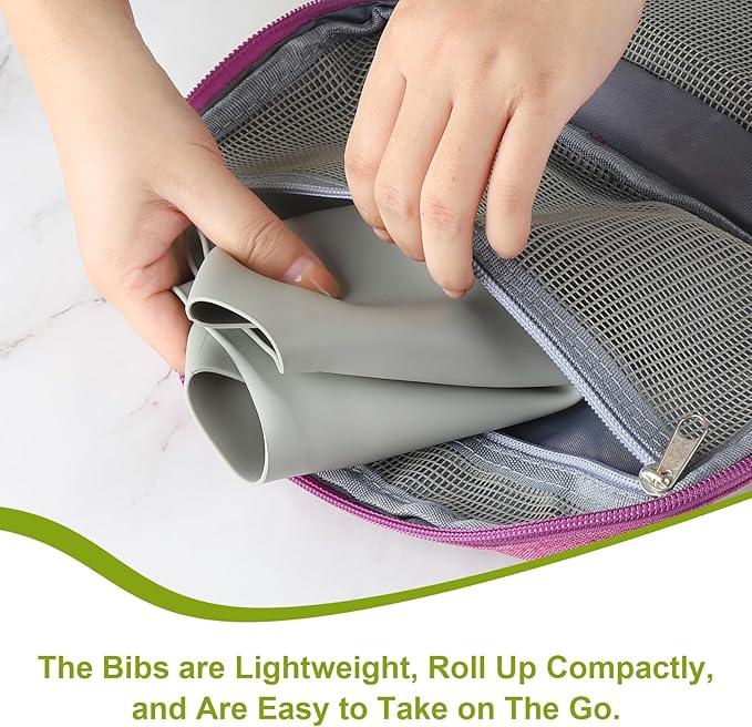 Accmor Silicone Baby Bibs, Waterproof Soft Bibs for Baby Girls Boys Feeding Eating, Silicone Baby Bibs with Large Pocket