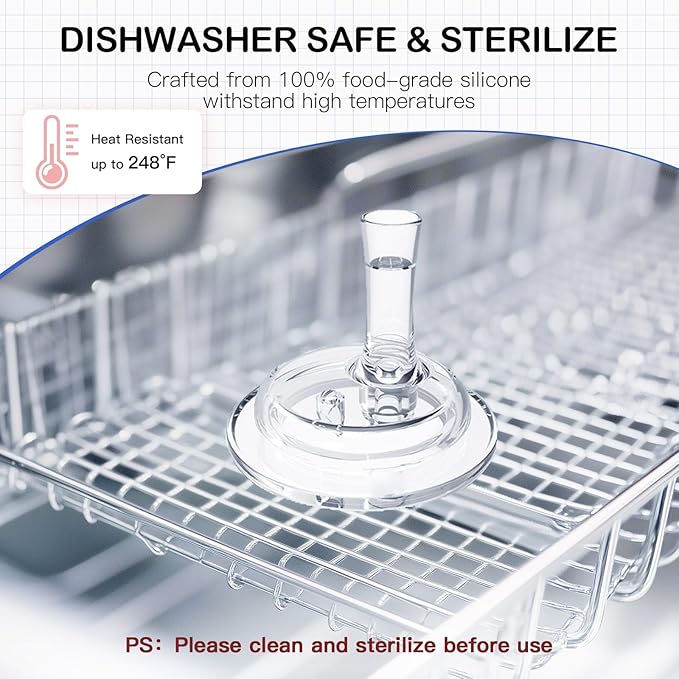 Sippy Straw Nipples for Dr. Browns Narrow Baby Bottles, Trainer Sippy Cup 100% Food Grade Silicone Soft Nipple, 8m+, Pack of 4